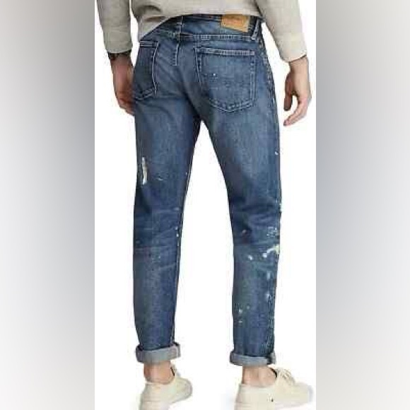 NWT Polo Ralph Lauren Men Paint Splatter Denim classic Straight Jeans Blue 34x30 - Picture 12 of 12